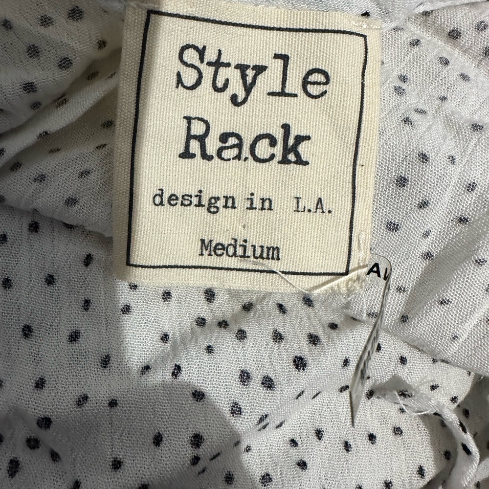 Style Rack White Polka Dot Ruffle Blouse – Size M – Sheer Tiered Long Sleeve - Picture 4 of 6